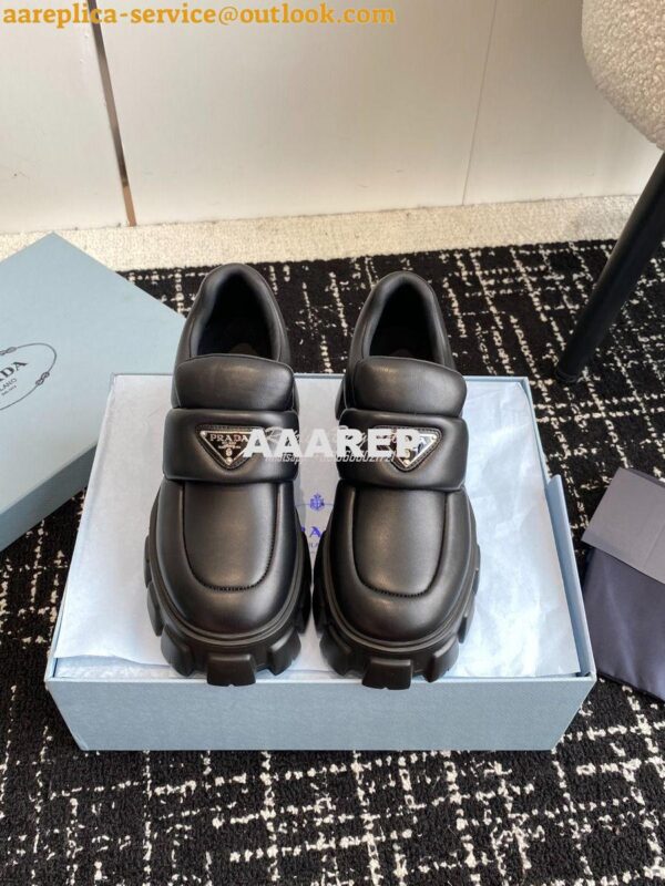 Replica Prada Soft Padded Nappa Leather Loafers 1D125N Black