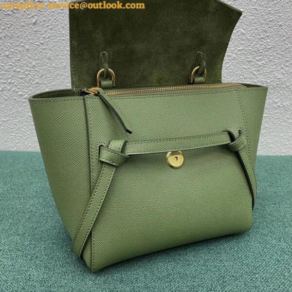 Replica Celine Belt Nano Bag In Light Khaki Grained Calfskin 15