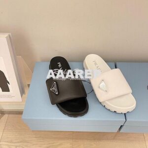 Replica Prada Soft padded nappa leather slides 1XX648 2