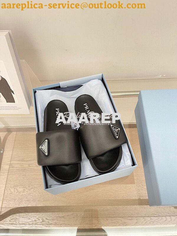 Replica Prada Soft padded nappa leather slides 1XX648 14