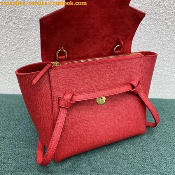 Replica Celine Belt Nano Bag In Red Grained Calfskin 10