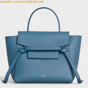 Replica Celine Belt Nano Bag In Slate Blue Grained Calfskin