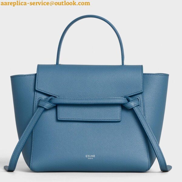 Replica Celine Belt Nano Bag In Slate Blue Grained Calfskin 4