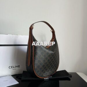 Replica Celine Heloise Bag In Triomphe Canvas And Calfskin 114713 Tan 2