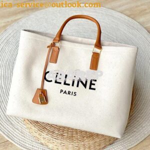 Replica Celine Horizontal Cabas In Canvas With Print And Calfskin 1900