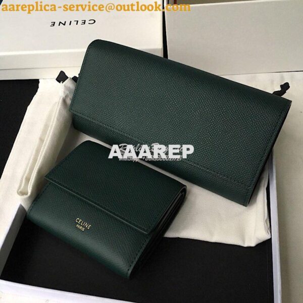 Replica Celine Large Flap Wallet In Grained Calfskin 10B563 Amazone 3