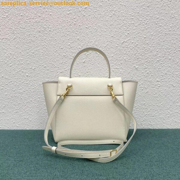 Replica Celine Belt Nano Bag In White Grained Calfskin 4