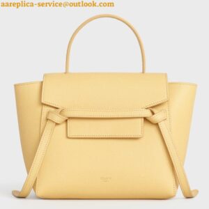 Replica Celine Belt Nano Bag In Yellow Grained Calfskin