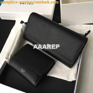 Replica Celine Large Flap Wallet In Grained Calfskin 10B563 Black