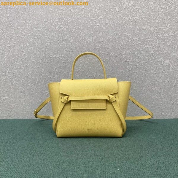 Replica Celine Belt Nano Bag In Yellow Grained Calfskin 3