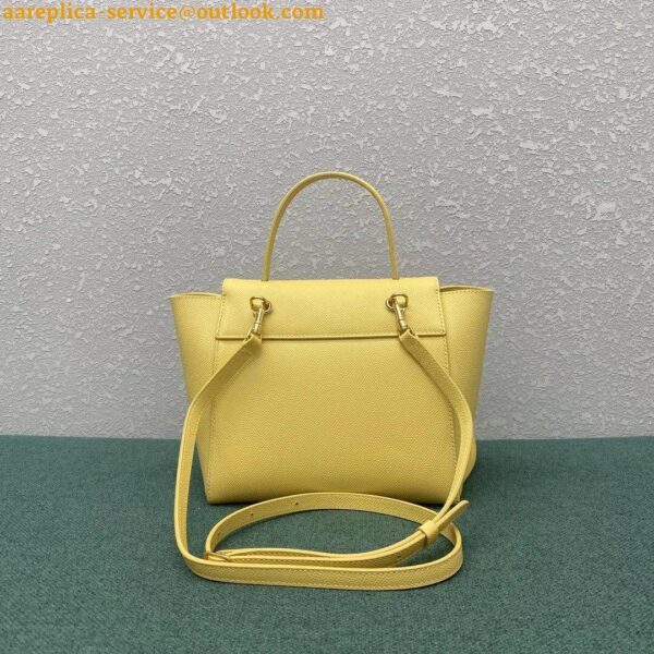 Replica Celine Belt Nano Bag In Yellow Grained Calfskin 4