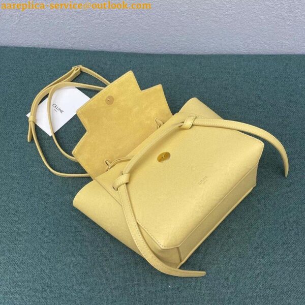 Replica Celine Belt Nano Bag In Yellow Grained Calfskin 11