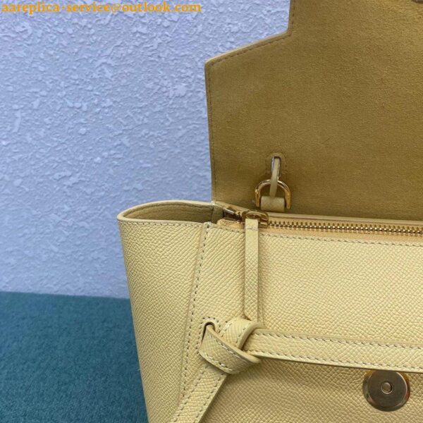 Replica Celine Belt Nano Bag In Yellow Grained Calfskin 13