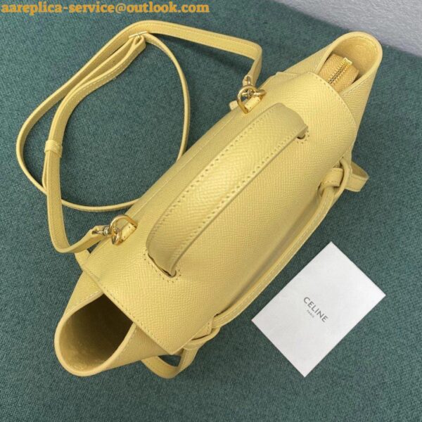 Replica Celine Belt Nano Bag In Yellow Grained Calfskin 14