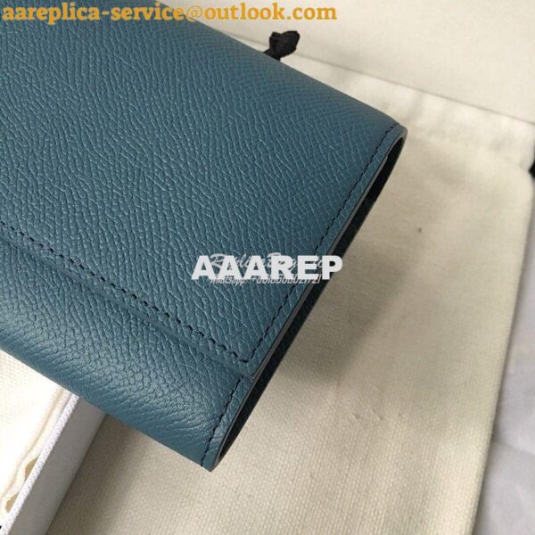 Replica Celine Large Flap Wallet In Grained Calfskin 10B563 Blue 6