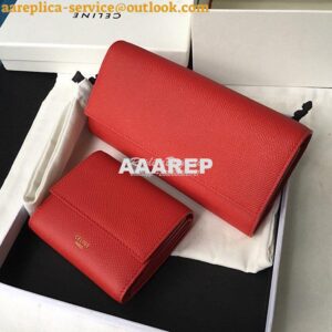 Replica Celine Large Flap Wallet In Grained Calfskin 10B563 Red