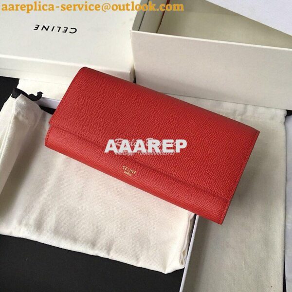 Replica Celine Large Flap Wallet In Grained Calfskin 10B563 Red 4