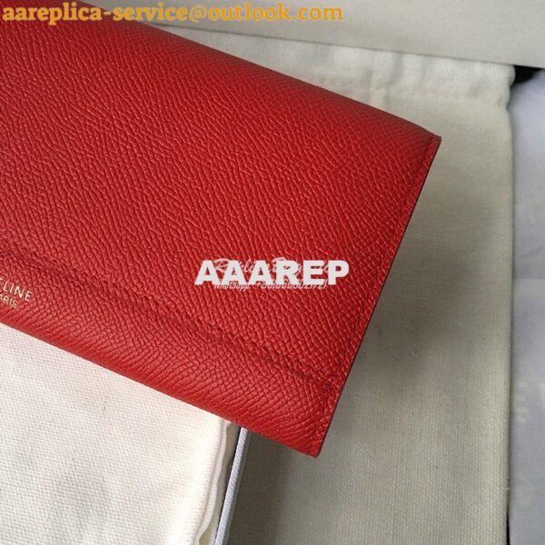 Replica Celine Large Flap Wallet In Grained Calfskin 10B563 Red 5