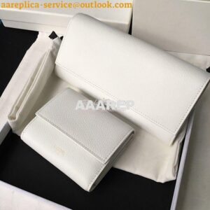 Replica Celine Large Flap Wallet In Grained Calfskin 10B563 White