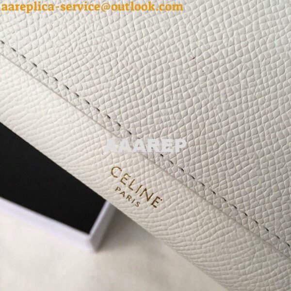 Replica Celine Large Flap Wallet In Grained Calfskin 10B563 White 5