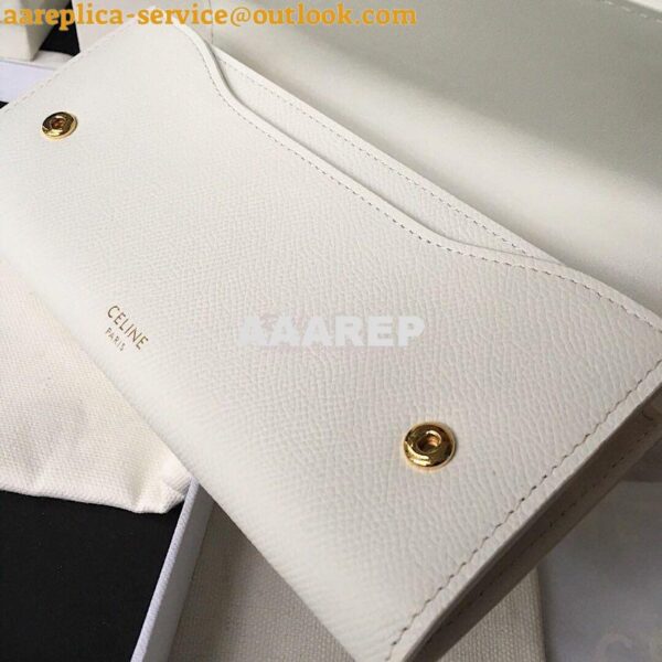 Replica Celine Large Flap Wallet In Grained Calfskin 10B563 White 7