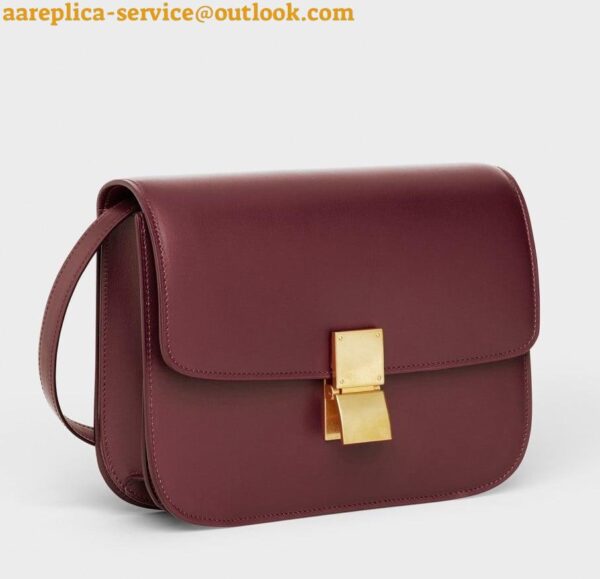 Replica Celine Classic Box Medium Bag In Bordeaux Box Calfskin 4