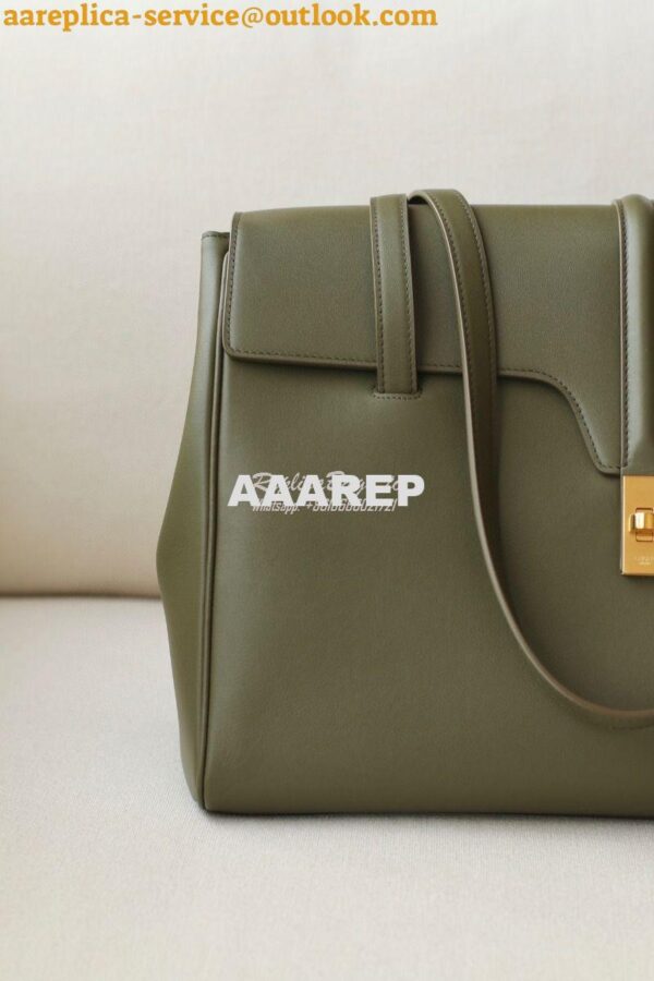 Replica Celine Large Soft 16 Bag In Smooth Calfskin 194043 Green 7