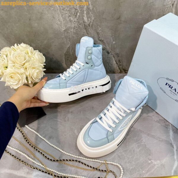 Replica Prada Macro Re-Nylon and brushed leather high-top sneakers 1T6 6