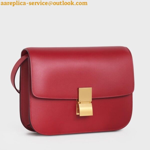 Replica Celine Classic Box Medium Bag In Red Box Calfskin 6