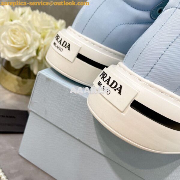 Replica Prada Macro Re-Nylon and brushed leather high-top sneakers 1T6 12