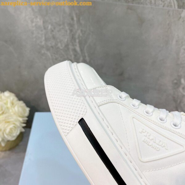 Replica Prada Macro Re-Nylon and brushed leather high-top sneakers 1T6 10