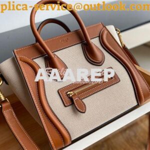 Replica Celine Luggage Bag In Textile And Natural Calfskin 189242 Tan/