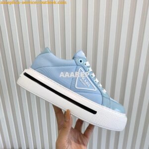 Replica Prada Macro Re-nylon And Brushed Leather Sneakers 1E661M Blue