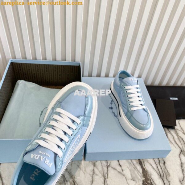 Replica Prada Macro Re-nylon And Brushed Leather Sneakers 1E661M Blue 7