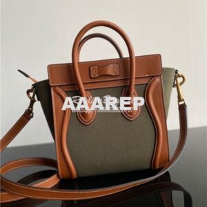 Replica Celine Luggage Bag In Textile And Natural Calfskin 189242 Tan/ 2