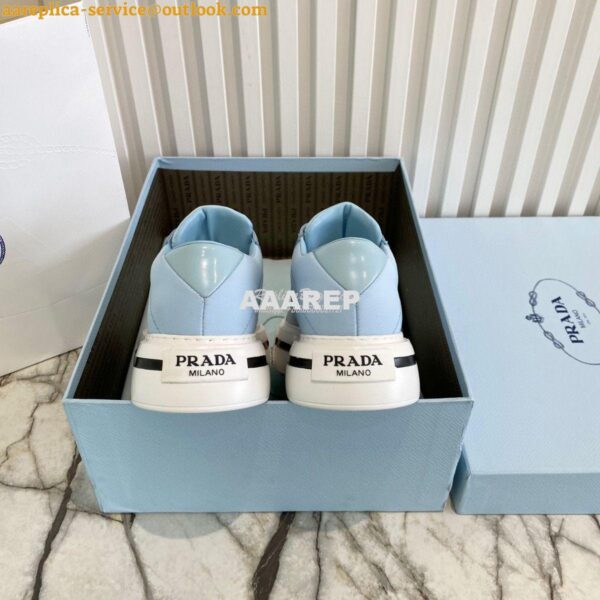 Replica Prada Macro Re-nylon And Brushed Leather Sneakers 1E661M Blue 8