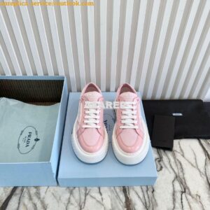 Replica Prada Macro Re-nylon And Brushed Leather Sneakers 1E661M Pink 2