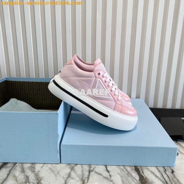 Replica Prada Macro Re-nylon And Brushed Leather Sneakers 1E661M Pink 8