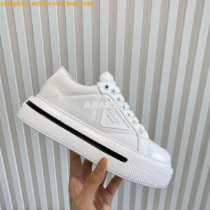 Replica Prada Macro Re-nylon And Brushed Leather Sneakers 1E661M White