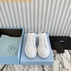 Replica Prada Macro Re-nylon And Brushed Leather Sneakers 1E661M White 2