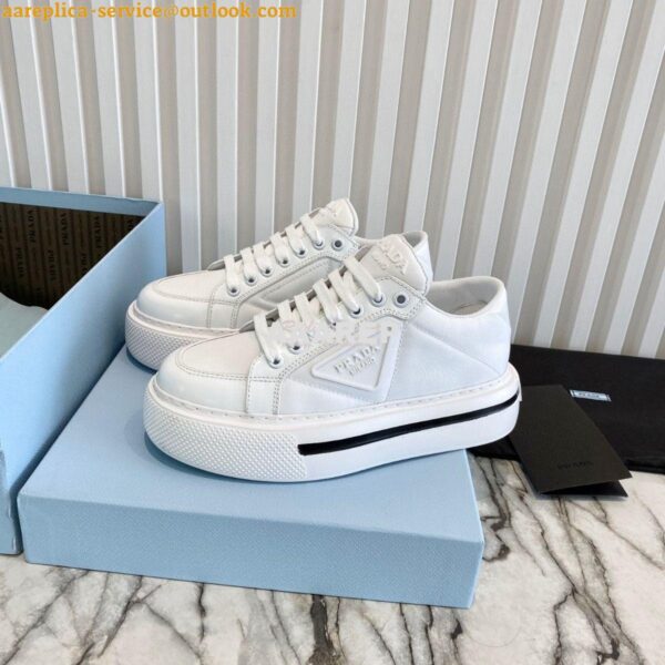 Replica Prada Macro Re-nylon And Brushed Leather Sneakers 1E661M White 5