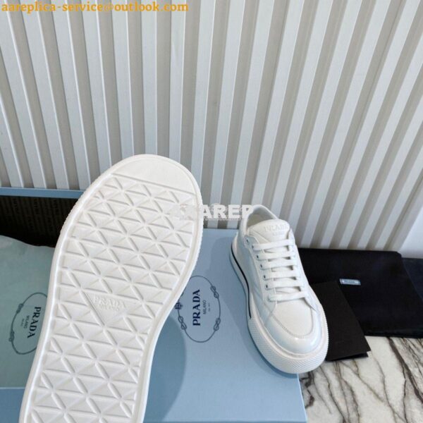 Replica Prada Macro Re-nylon And Brushed Leather Sneakers 1E661M White 11