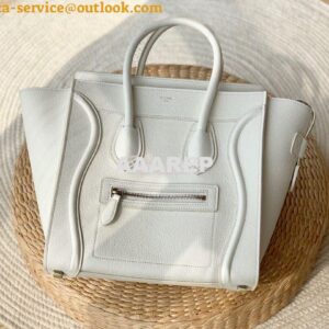 Replica Celine Luggage Tote Drummed Calfskin White 2