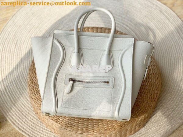 Replica Celine Luggage Tote Drummed Calfskin White 4