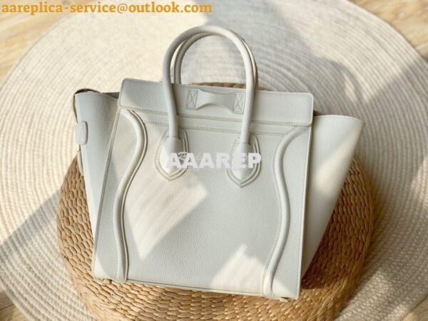 Replica Celine Luggage Tote Drummed Calfskin White 5