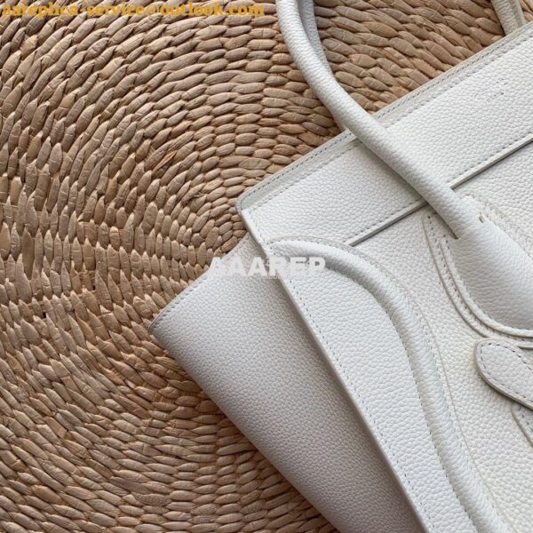 Replica Celine Luggage Tote Drummed Calfskin White 6