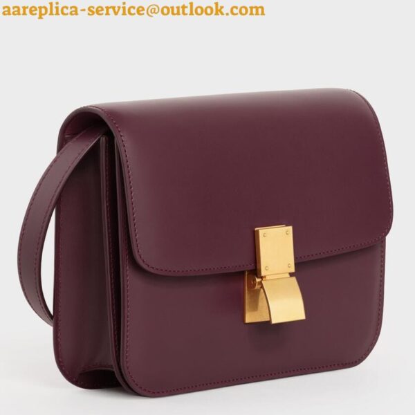 Replica Celine Classic Box Teen Bag In Burgundy Box Calfskin 3