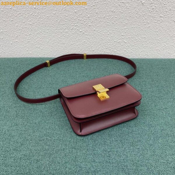 Replica Celine Classic Box Teen Bag In Burgundy Box Calfskin 5