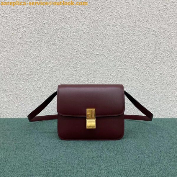 Replica Celine Classic Box Teen Bag In Burgundy Box Calfskin 9