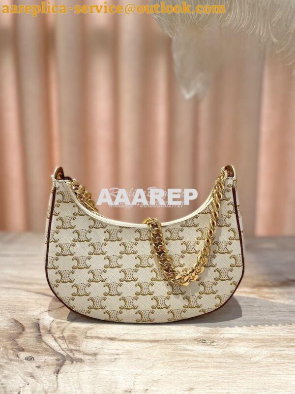 Replica Celine Medium Ava Chain In Canvas and Calfskin 199582 White 3